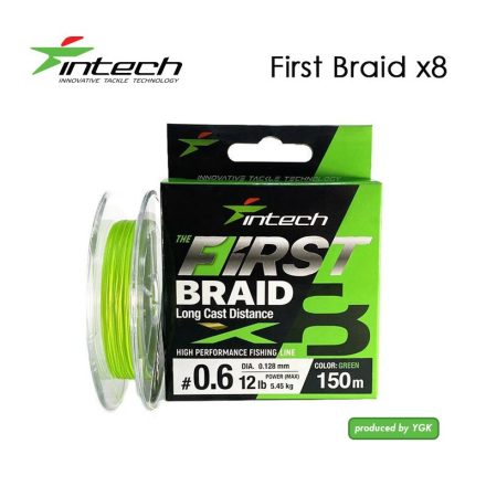 Intech First Brad X8 PE #0.8 (0,148 mm) 14lb (6,36 kg) 150 m Fluo Green