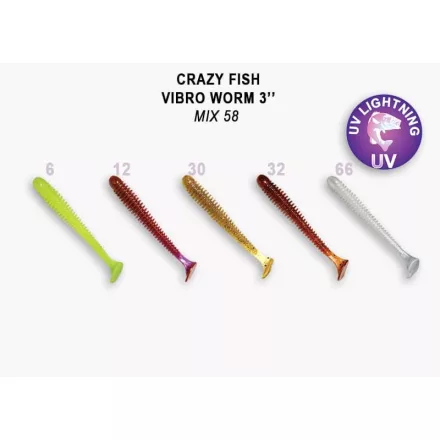 Crazy Fish Vibro Worm 75-M58-6 gumihal