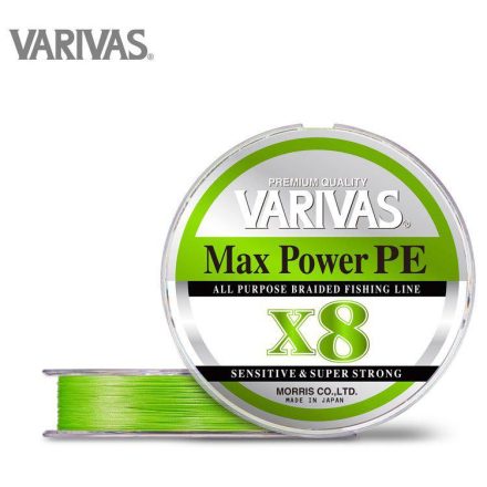 VARIVAS MAX POWER X8 PE #0.6 (0.128mm) 14,5lb Lime Green Fluo 150m