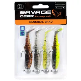   Savage Gear Cannibal Shad 12.5cm Clearwater Mix 12.5g #5/0 (4 db/csomag) gumihal
