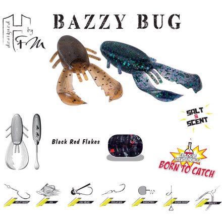 BAZZY BUG 3.2" 8cm Black Red Flakes