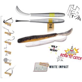 LEFTAIL WORM 3.4" 8.6cm FLOATING White Impact