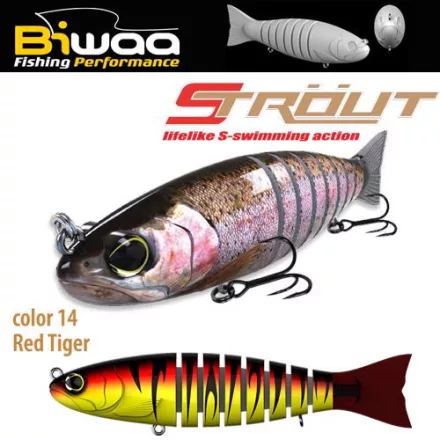 BIWAA STROUT 5.5" 14cm 29gr 14 Red Tiger wobbler műcsali