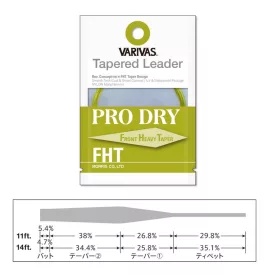   VARIVAS VÉKONYODÓ ELŐKE TAPERED LEADER PRO DRY FHT 4X 11ft 0.165mm-0.42mm